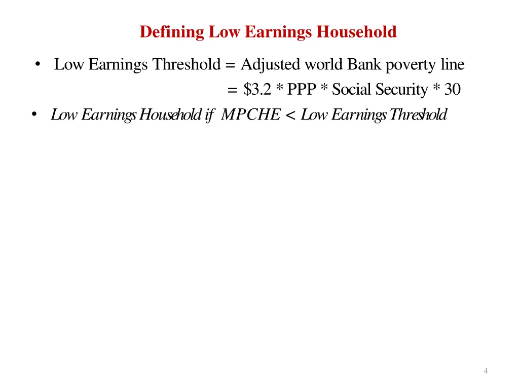 defining low earnings household