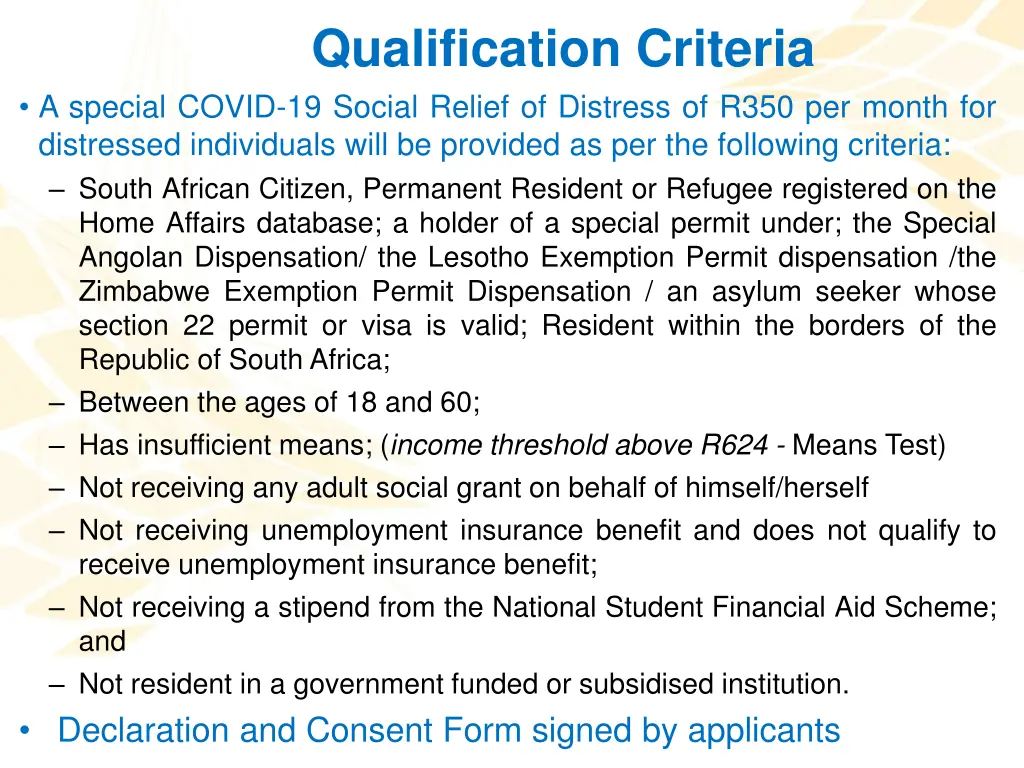 qualification criteria