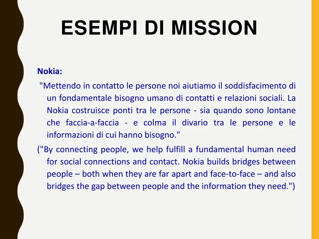 esempi di mission