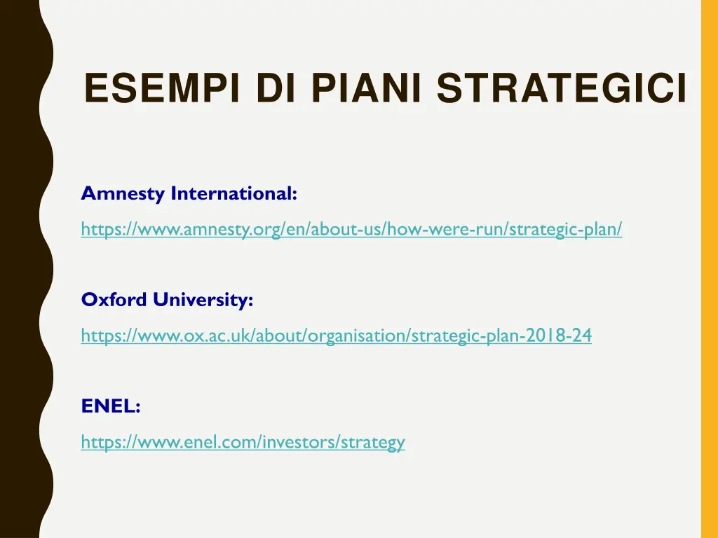 esempi di piani strategici