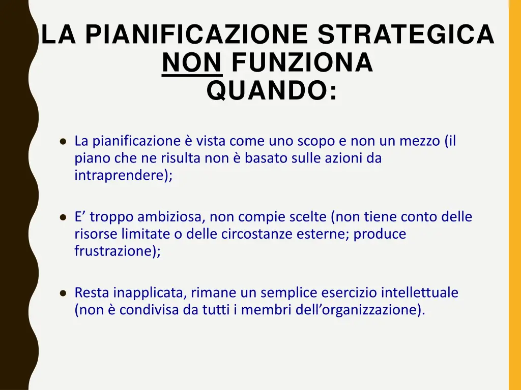 la pianificazione strategica non funziona quando