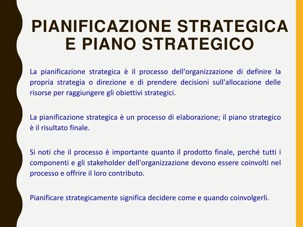 pianificazione strategica e piano strategico