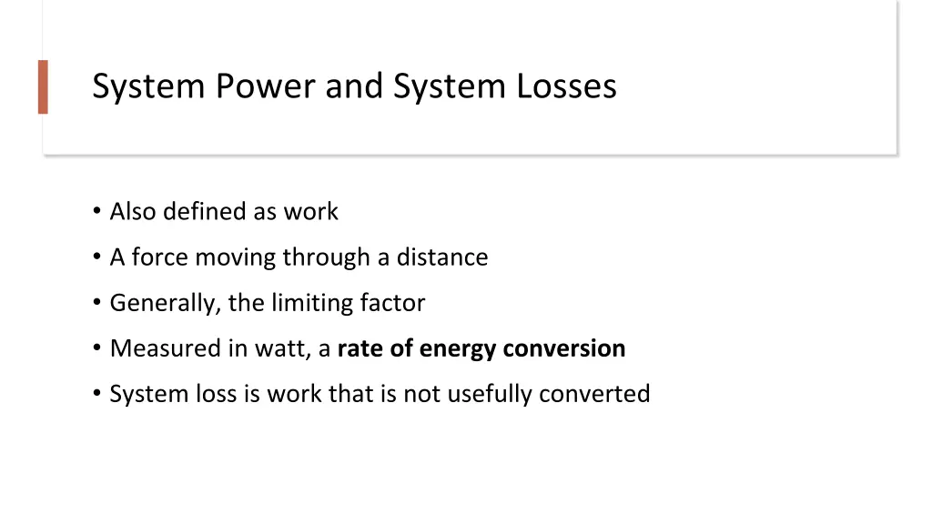 system power and system losses