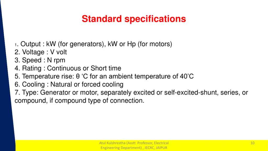 standard specifications