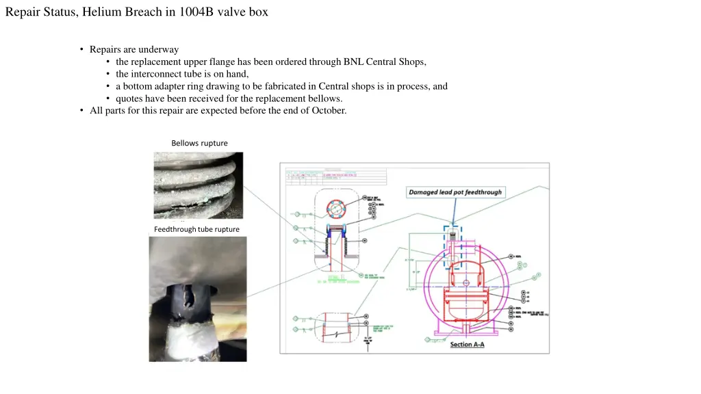 repair status helium breach in 1004b valve box