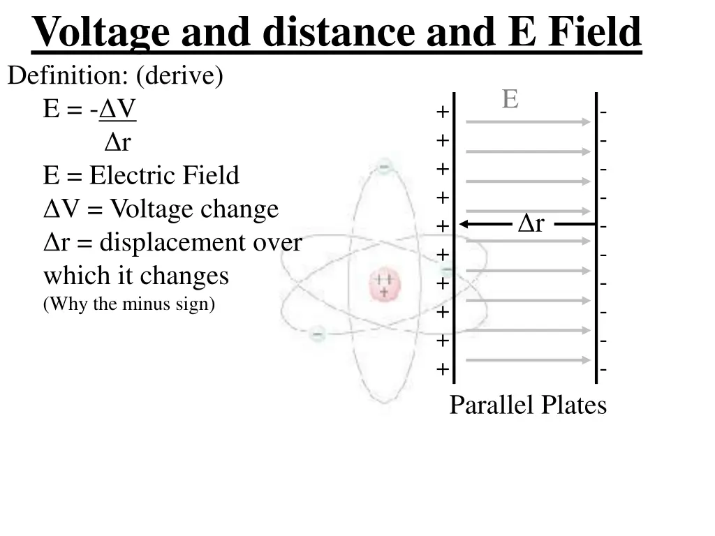 voltage and distance and e field definition