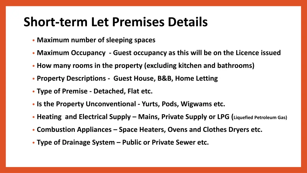 short term let premises details
