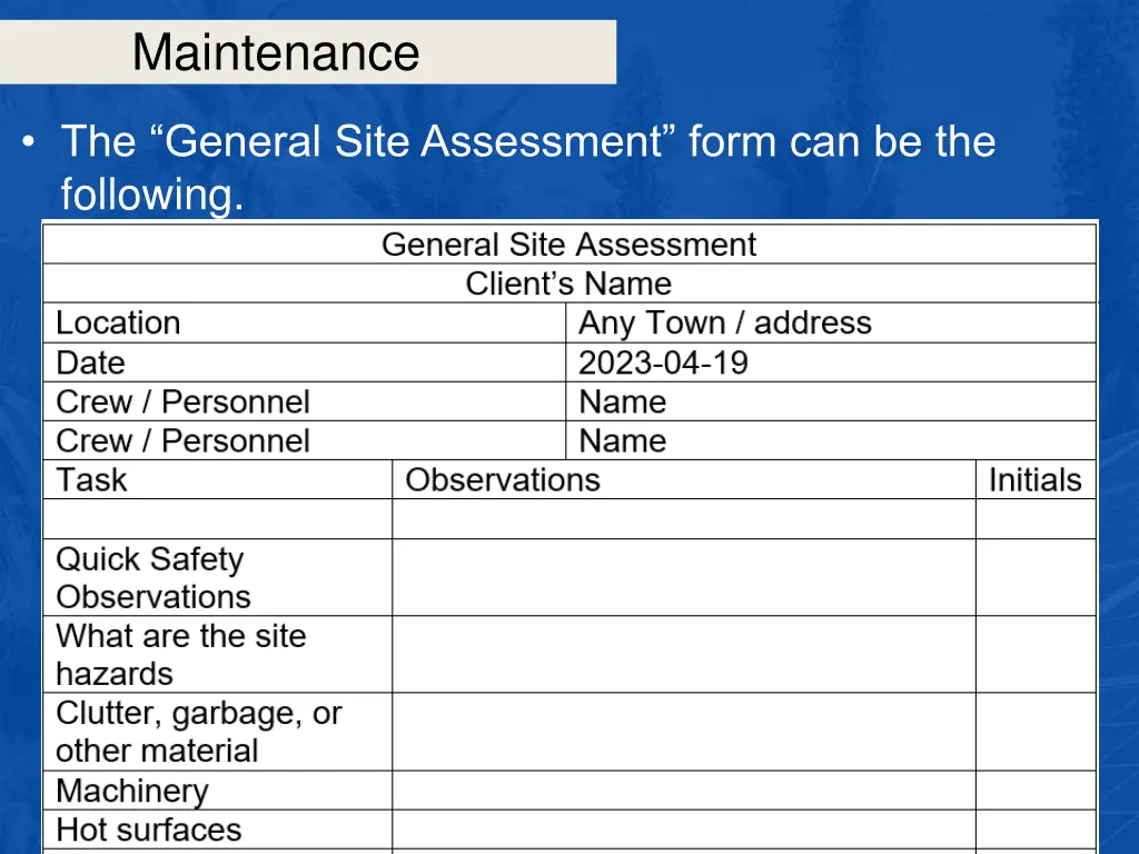 maintenance 40