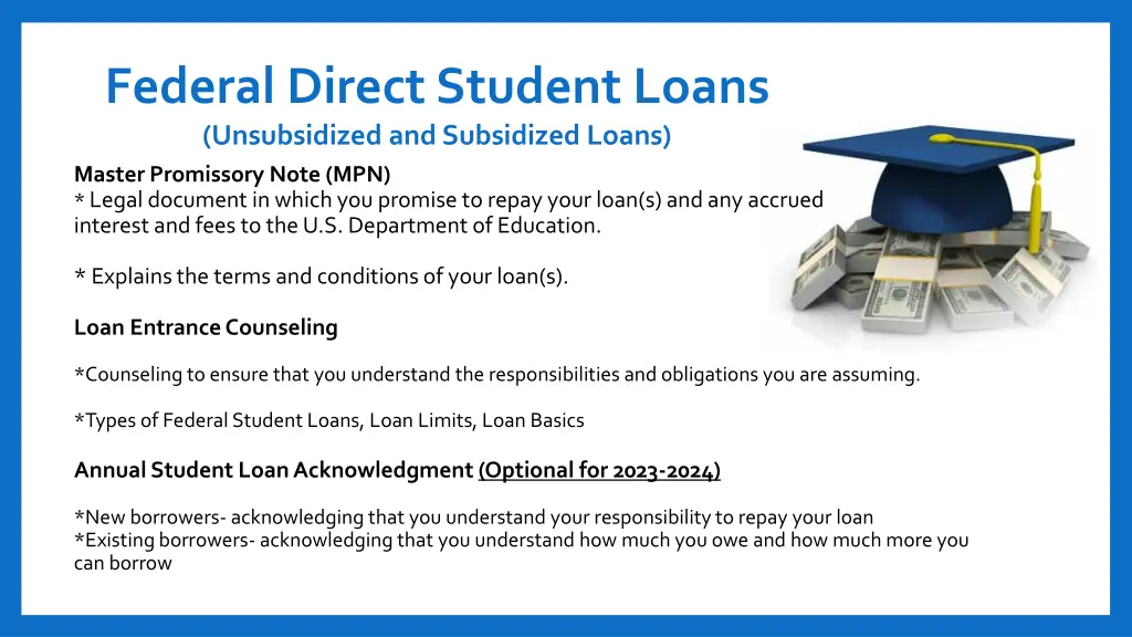 federal direct student loans unsubsidized