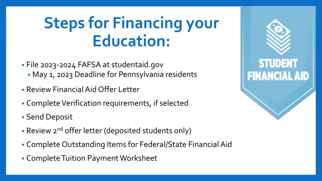 steps for financing your education