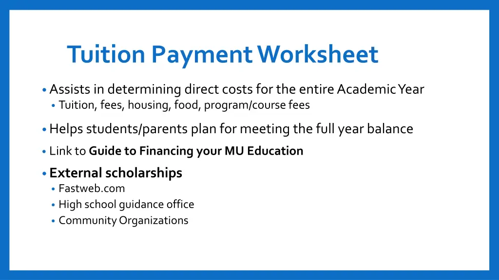 tuition payment worksheet