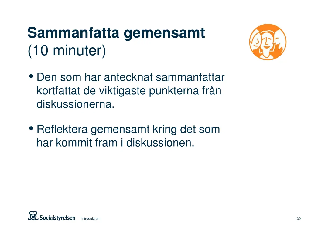 sammanfatta gemensamt 10 minuter