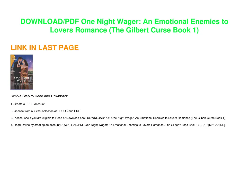 download pdf one night wager an emotional enemies 1