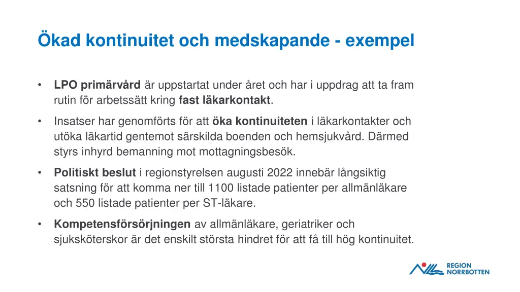 kad kontinuitet och medskapande exempel