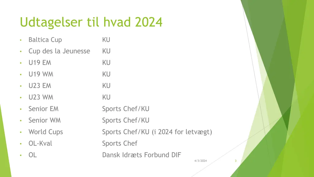 udtagelser til hvad 2024