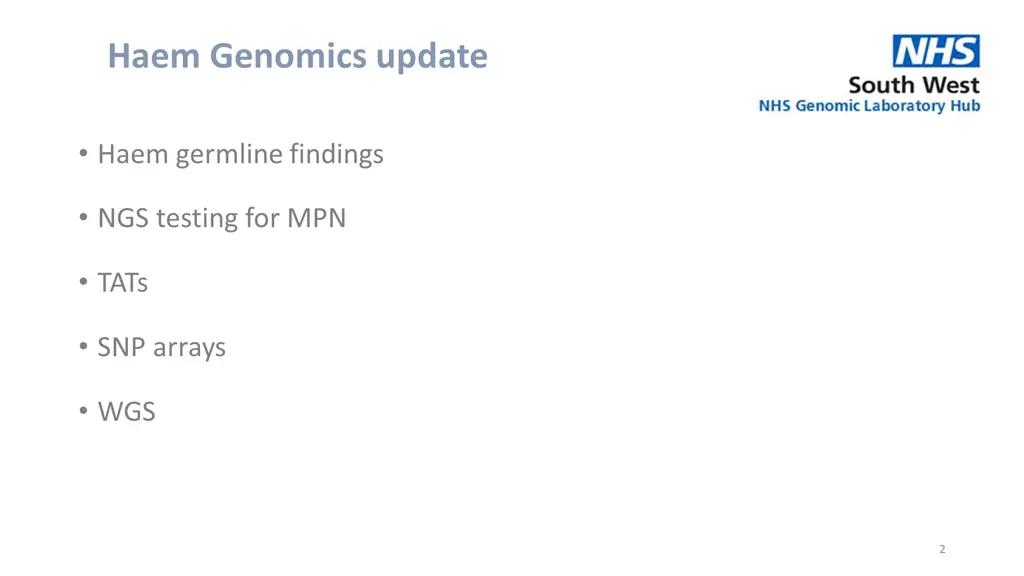 haem genomics update