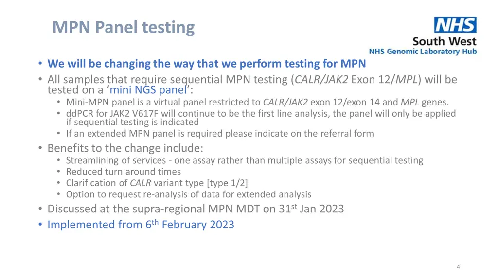 mpn panel testing