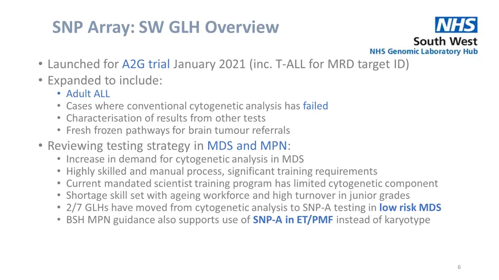 snp array sw glh overview