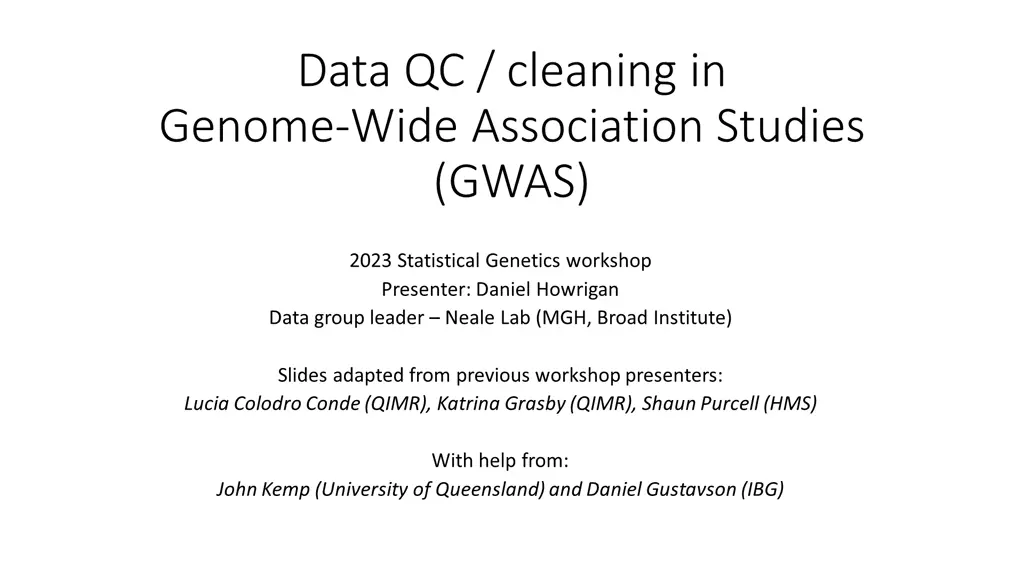 data qc cleaning in genome wide association