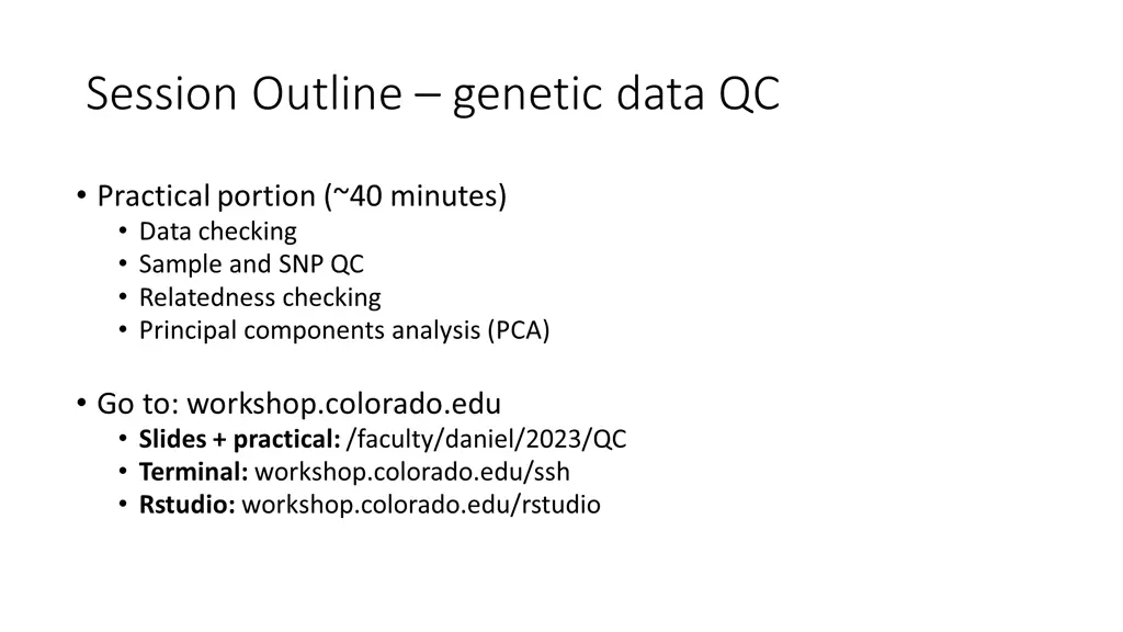 session outline genetic data qc