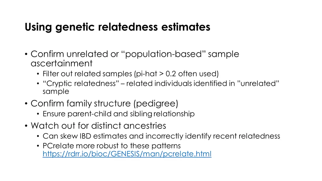 using genetic relatedness estimates