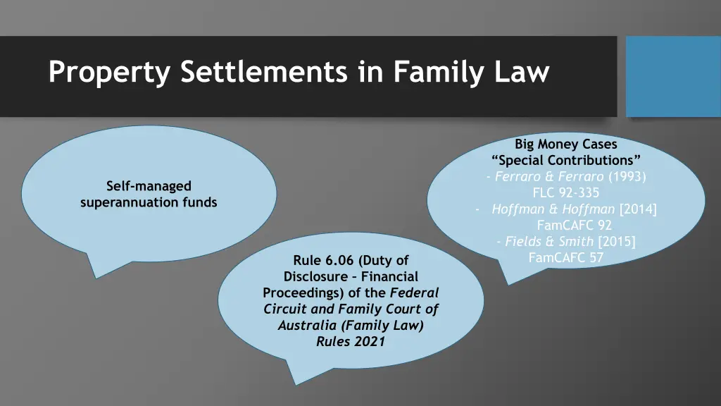 property settlements in family law 1