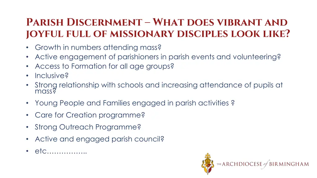 parish discernment what does vibrant and joyful