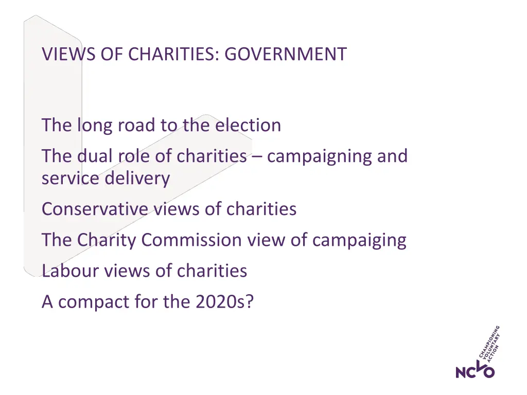 views of charities government
