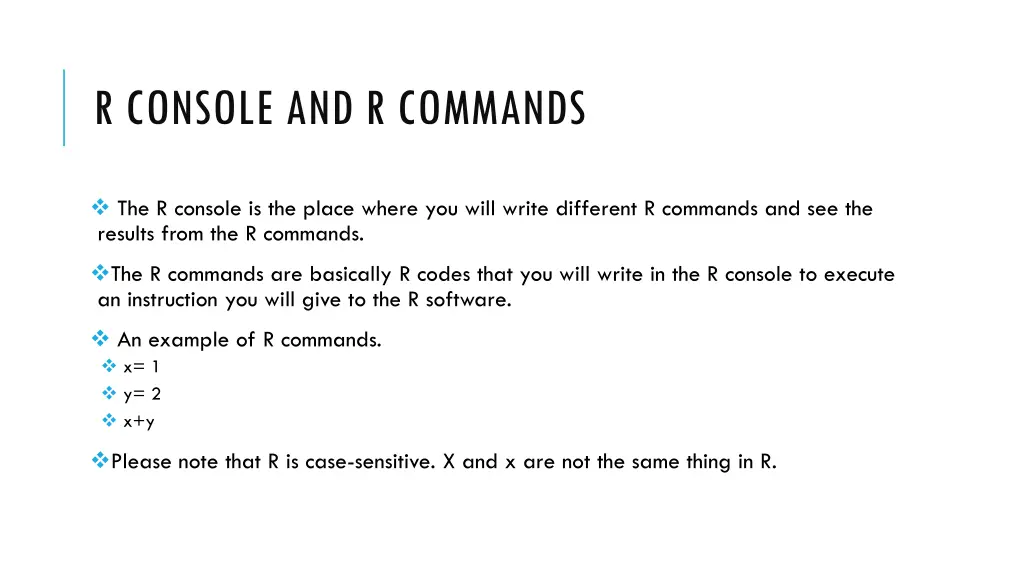 r console and r commands