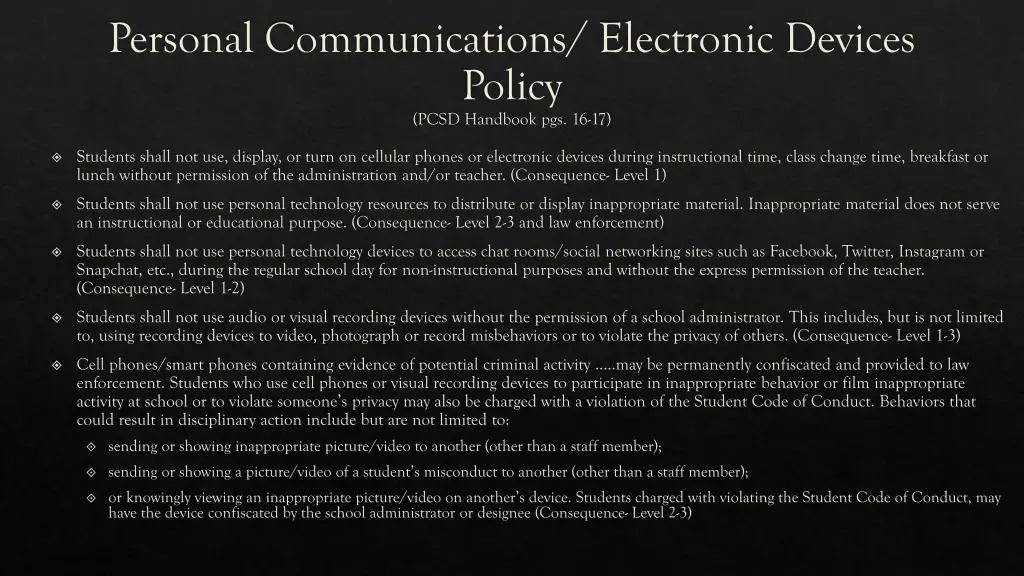 personal communications electronic devices policy