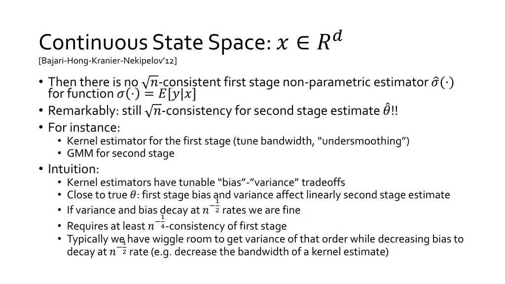 continuous state space bajari hong kranier