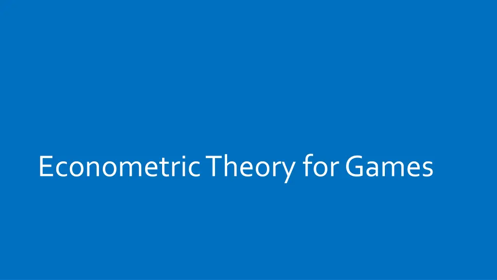 econometric theory for games