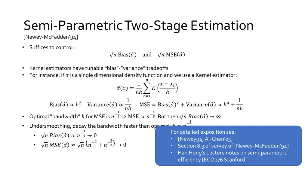 semi parametric two stage estimation newey 1