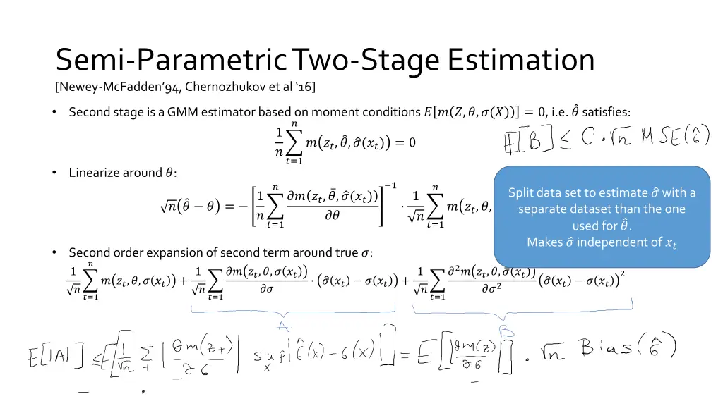 semi parametric two stage estimation newey