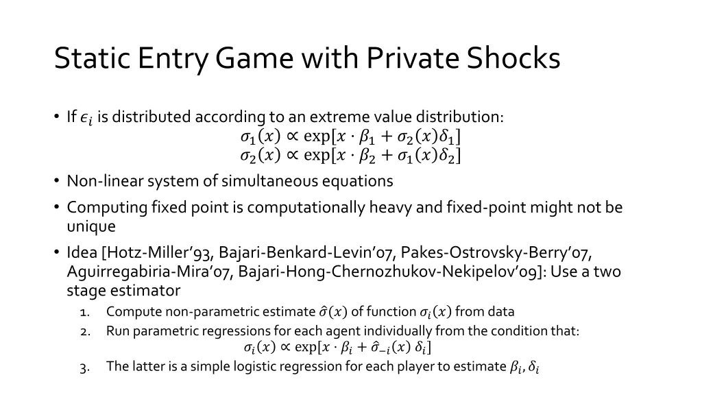 static entry game with private shocks 2