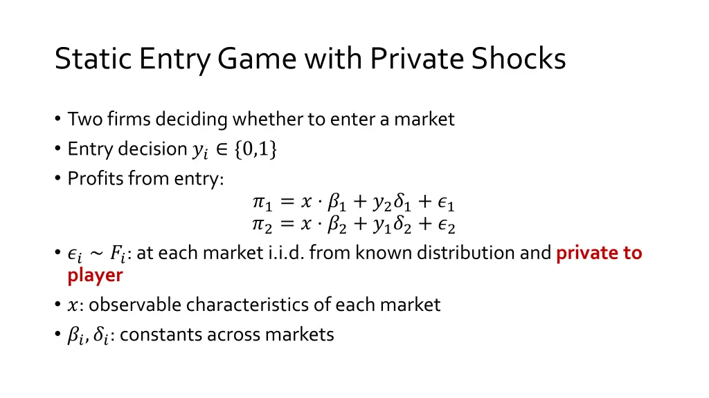 static entry game with private shocks