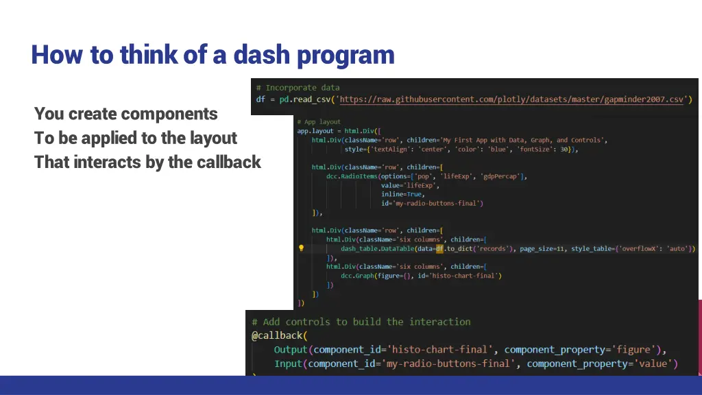 how to think of a dash program