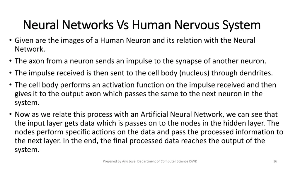 neural networks vs human nervous system neural 1