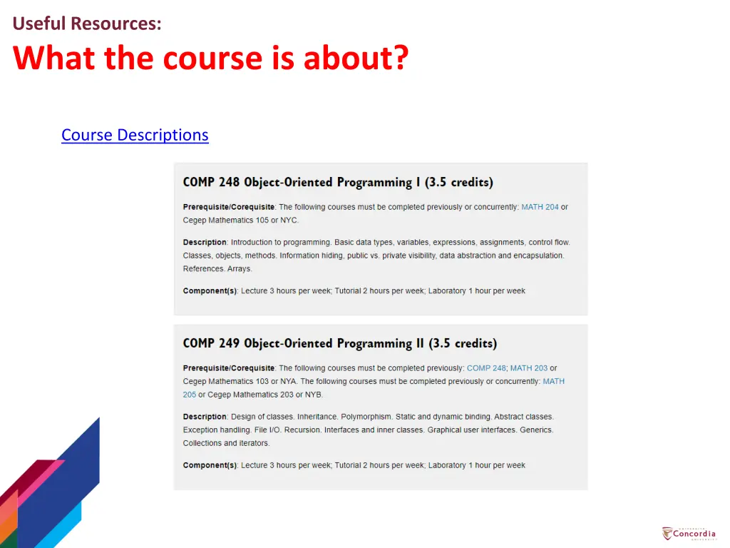 useful resources what the course is about