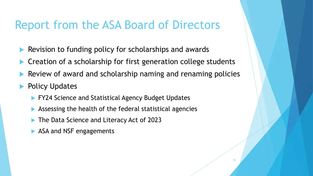 report from the asa board of directors 1