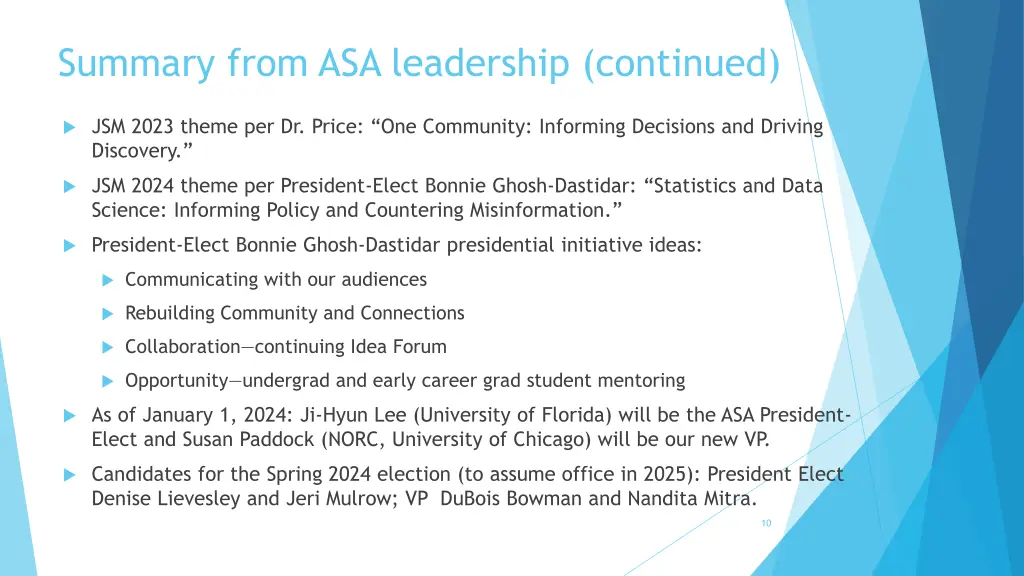 summary from asa leadership continued