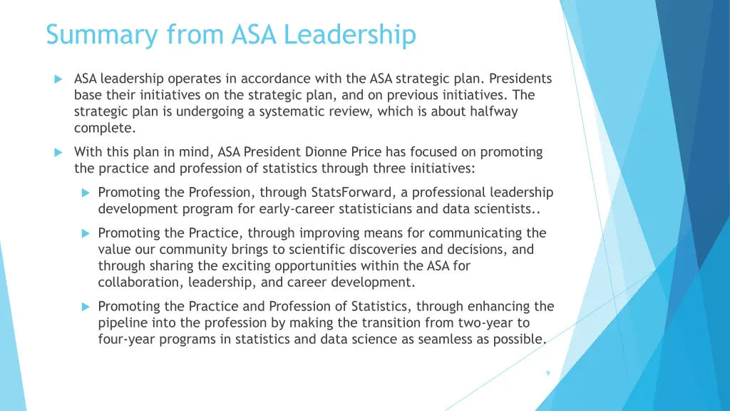 summary from asa leadership