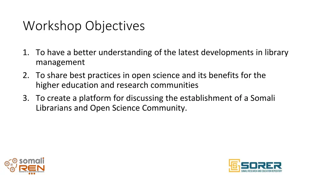 workshop objectives