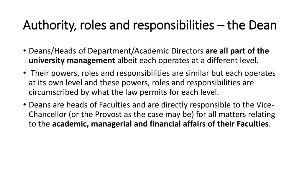 authority roles and responsibilities authority