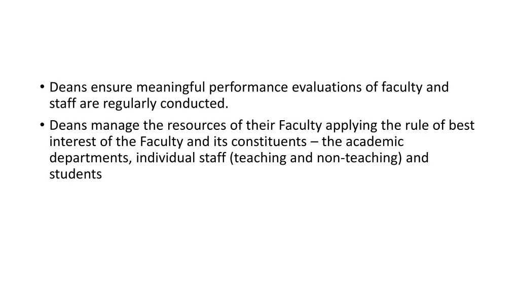 deans ensure meaningful performance evaluations