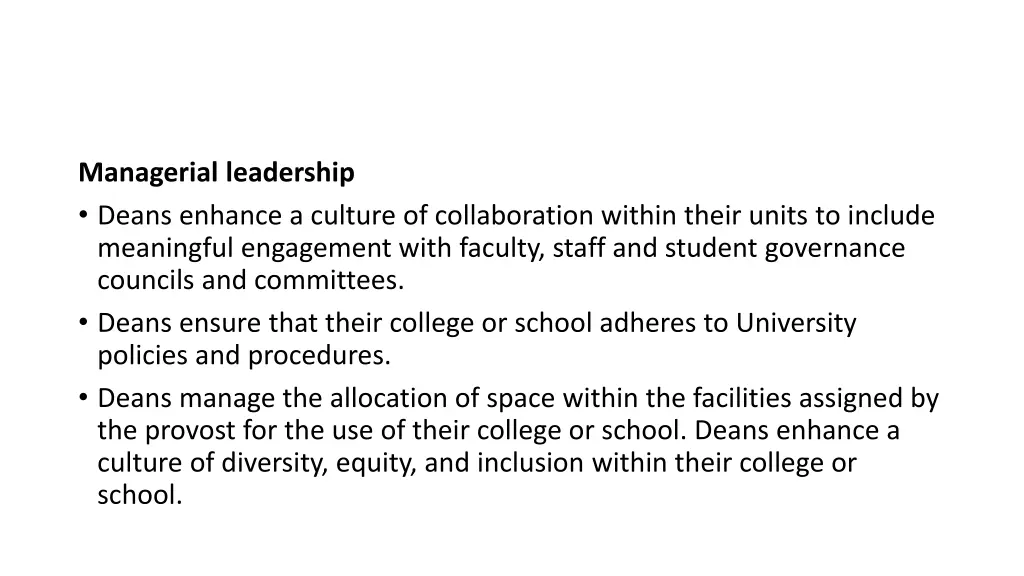 managerial leadership deans enhance a culture