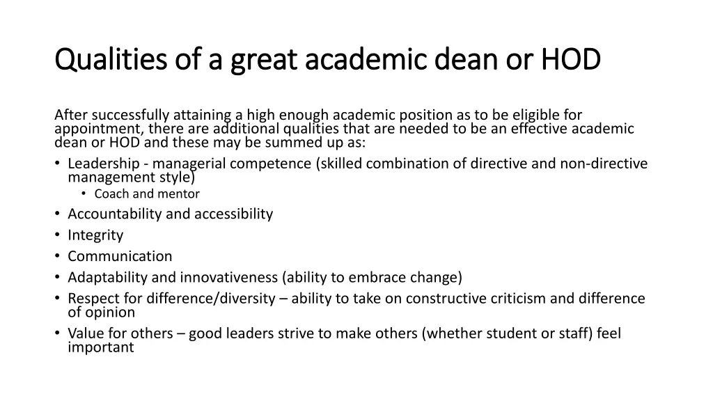 qualities of a great academic dean