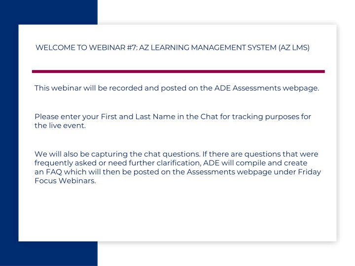 welcome to webinar 7 az learning management