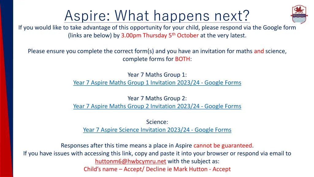 aspire what happens next if you would like