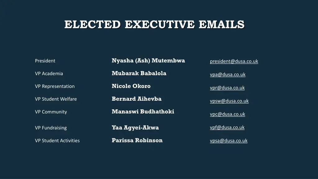 elected executive emails